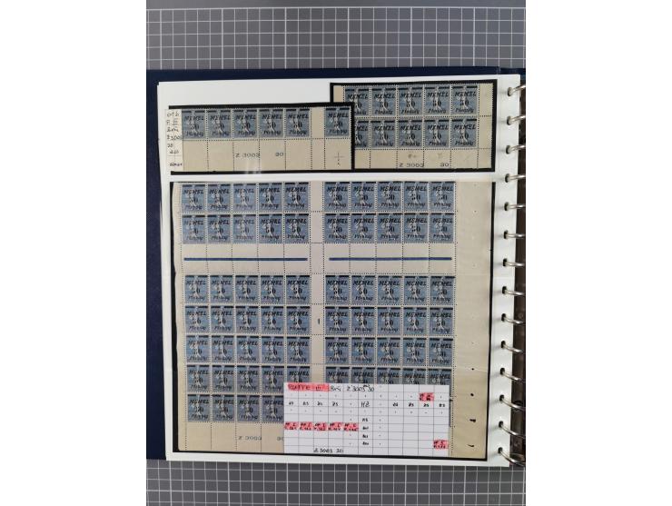 1922, inhaltsreiche, vorwiegend postfrische Sammlung Druckdaten, dabei Einheiten, Zwischenstege, Aufdruckfehler dabei gute We
