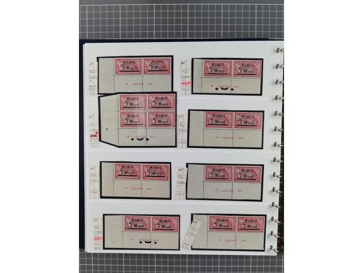1922, inhaltsreiche, vorwiegend postfrische Sammlung Druckdaten, dabei Einheiten, Zwischenstege, Aufdruckfehler dabei gute We