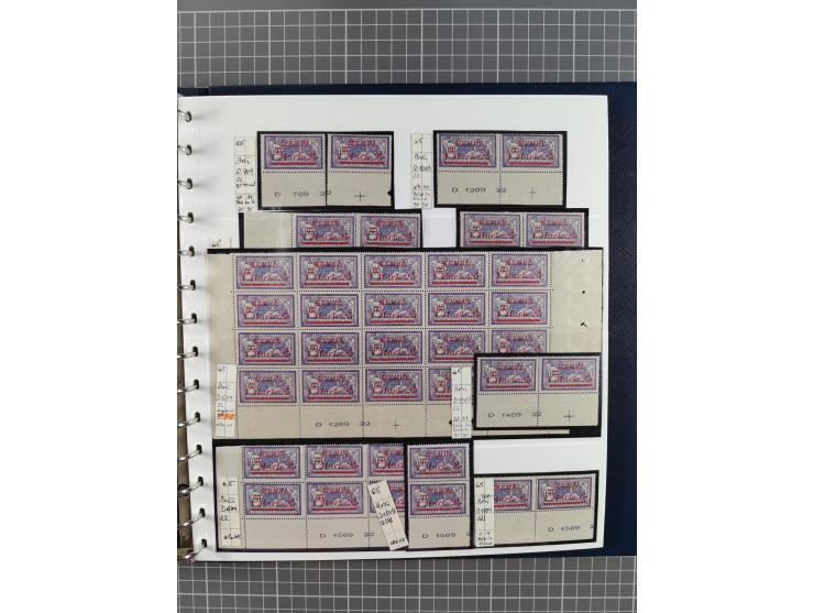 1922, inhaltsreiche, vorwiegend postfrische Sammlung Druckdaten, dabei Einheiten, Zwischenstege, Aufdruckfehler dabei gute We