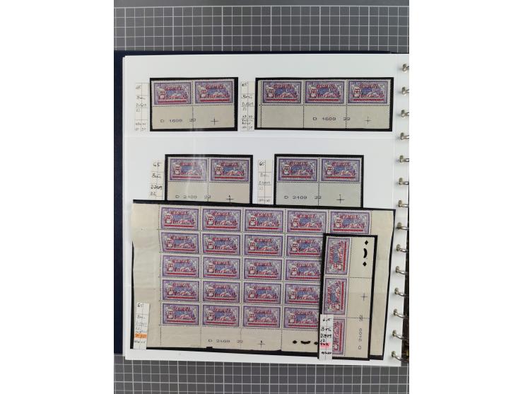 1922, inhaltsreiche, vorwiegend postfrische Sammlung Druckdaten, dabei Einheiten, Zwischenstege, Aufdruckfehler dabei gute We
