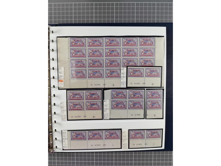 1922, inhaltsreiche, vorwiegend postfrische Sammlung Druckdaten, dabei Einheiten, Zwischenstege, Aufdruckfehler dabei gute We