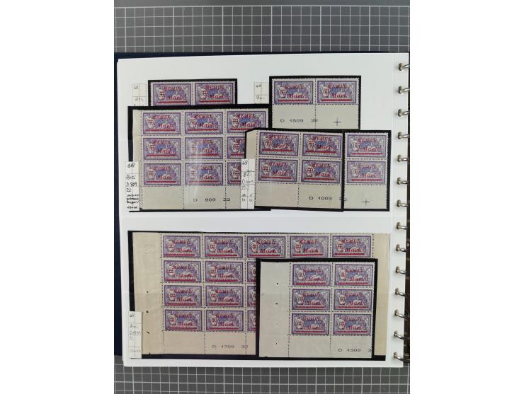 1922, inhaltsreiche, vorwiegend postfrische Sammlung Druckdaten, dabei Einheiten, Zwischenstege, Aufdruckfehler dabei gute We