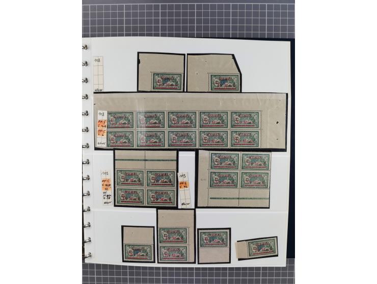 1922, inhaltsreiche, vorwiegend postfrische Sammlung mit Einheiten, Aufdruckfehlern, Zwischenstege, Herzstücke usw., meist gu
