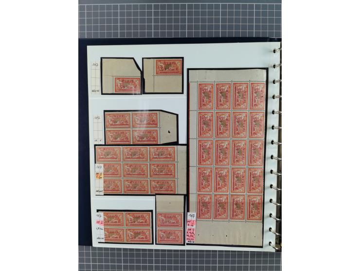 1922, inhaltsreiche, vorwiegend postfrische Sammlung mit Einheiten, Aufdruckfehlern, Zwischenstege, Herzstücke usw., meist gu