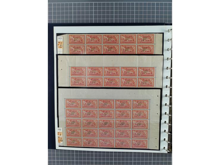 1922, inhaltsreiche, vorwiegend postfrische Sammlung mit Einheiten, Aufdruckfehlern, Zwischenstege, Herzstücke usw., meist gu