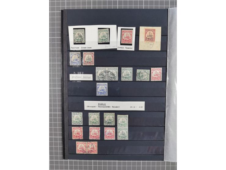 1900/14 (ca.), Abong-Mbang bis Victoria, umfangreiche Stempel-Sammlung auf losen Marken und vielen schönen Briefstücken mit ü