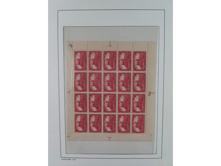 1915/1919, Kriegsdruck, 1 Mark bis 5 Mark, gez. B 25:17 Zähnungslöcher, vier Bogen zu 20 Marken, &nbsp;dabei 3 Mark mit waage