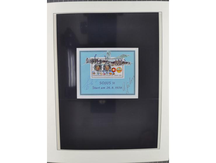 1962/2019, thematic collection with commemorative covers/cards and some MNH material, incl. imperfs, Romania 1971 Sojuz 11 so