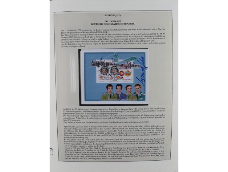 1962/2019, thematic collection with commemorative covers/cards and some MNH material, incl. imperfs, Romania 1971 Sojuz 11 so