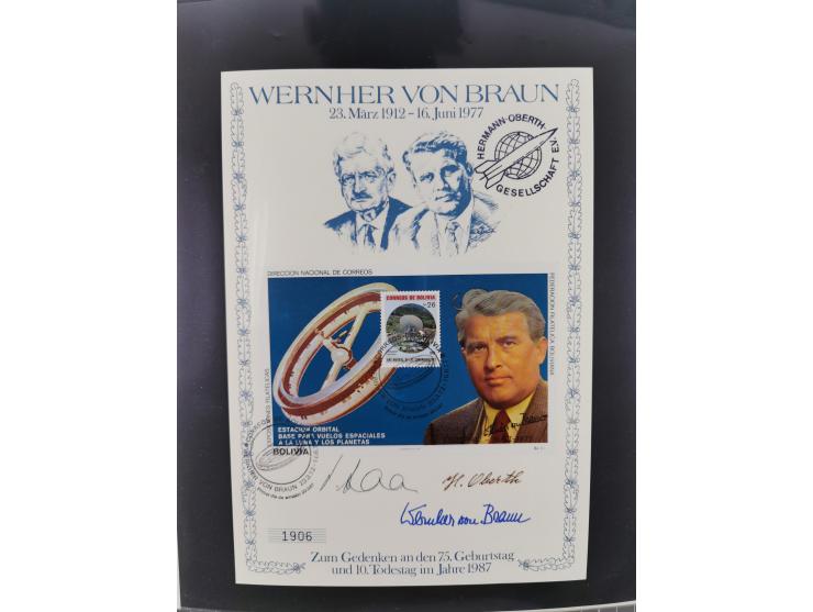 1962/2019, thematic collection with commemorative covers/cards and some MNH material, incl. imperfs, Romania 1971 Sojuz 11 so