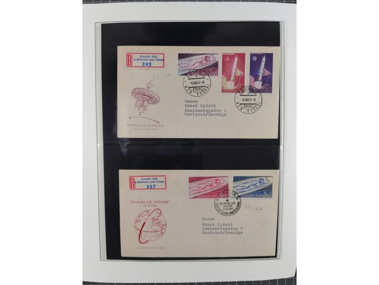 1962/2019, thematic collection with commemorative covers/cards and some MNH material, incl. imperfs, Romania 1971 Sojuz 11 so