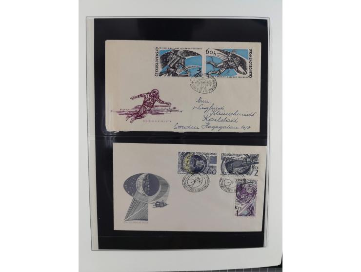 1962/2019, thematic collection with commemorative covers/cards and some MNH material, incl. imperfs, Romania 1971 Sojuz 11 so