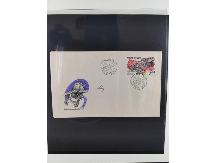 1962/2019, thematic collection with commemorative covers/cards and some MNH material, incl. imperfs, Romania 1971 Sojuz 11 so