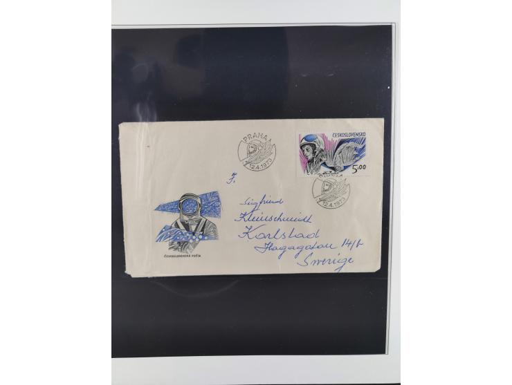 1962/2019, thematic collection with commemorative covers/cards and some MNH material, incl. imperfs, Romania 1971 Sojuz 11 so