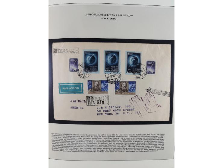 1962/2019, thematic collection with commemorative covers/cards and some MNH material, incl. imperfs, Romania 1971 Sojuz 11 so