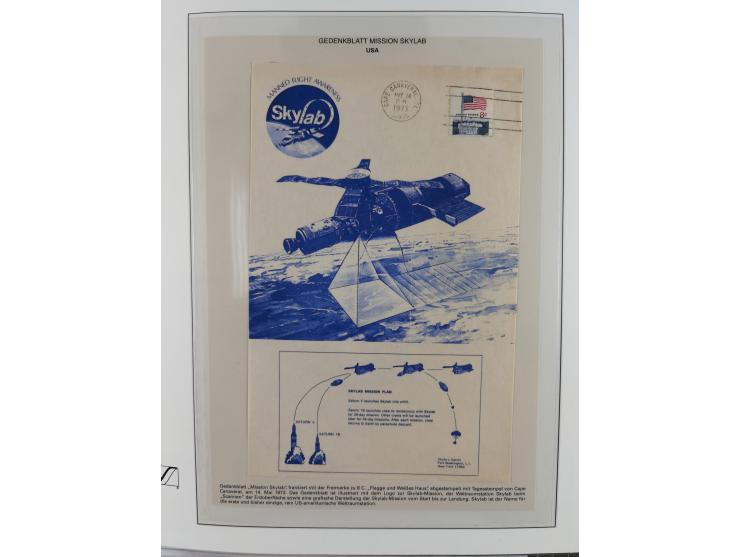 1962/2019, thematic collection with commemorative covers/cards and some MNH material, incl. imperfs, Romania 1971 Sojuz 11 so