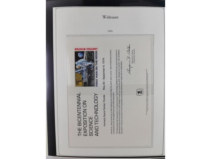 1962/2019, thematic collection with commemorative covers/cards and some MNH material, incl. imperfs, Romania 1971 Sojuz 11 so