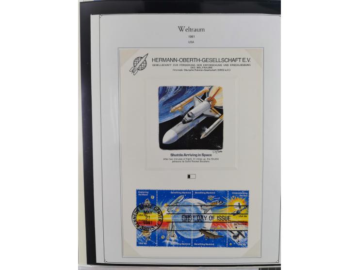 1962/2019, thematic collection with commemorative covers/cards and some MNH material, incl. imperfs, Romania 1971 Sojuz 11 so