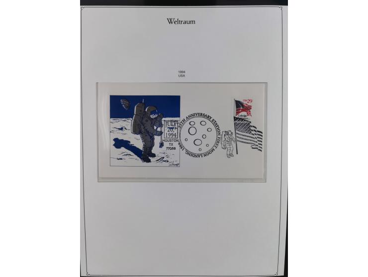 1962/2019, thematic collection with commemorative covers/cards and some MNH material, incl. imperfs, Romania 1971 Sojuz 11 so