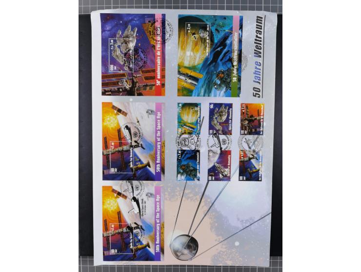 1962/2019, thematic collection with commemorative covers/cards and some MNH material, incl. imperfs, Romania 1971 Sojuz 11 so