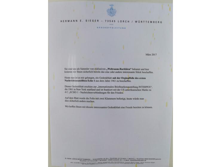 1962/2019, thematic collection with commemorative covers/cards and some MNH material, incl. imperfs, Romania 1971 Sojuz 11 so