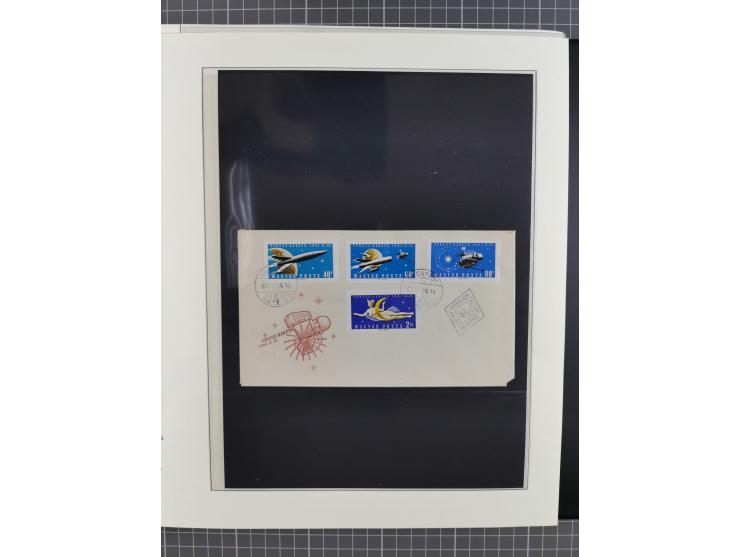 1962/2019, thematic collection with commemorative covers/cards and some MNH material, incl. imperfs, Romania 1971 Sojuz 11 so