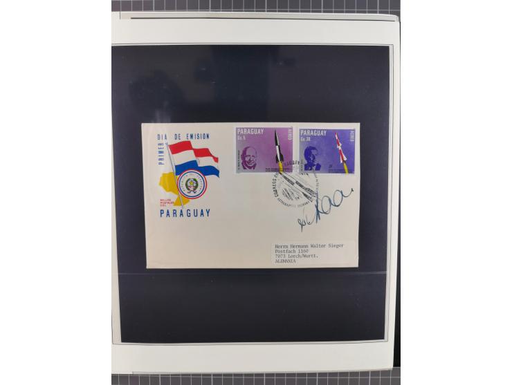 1962/2019, thematic collection with commemorative covers/cards and some MNH material, incl. imperfs, Romania 1971 Sojuz 11 so