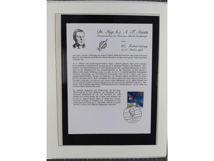 1962/2019, thematic collection with commemorative covers/cards and some MNH material, incl. imperfs, Romania 1971 Sojuz 11 so