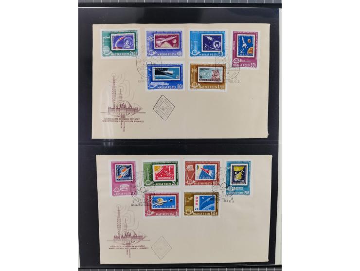 1962/2019, thematic collection with commemorative covers/cards and some MNH material, incl. imperfs, Romania 1971 Sojuz 11 so