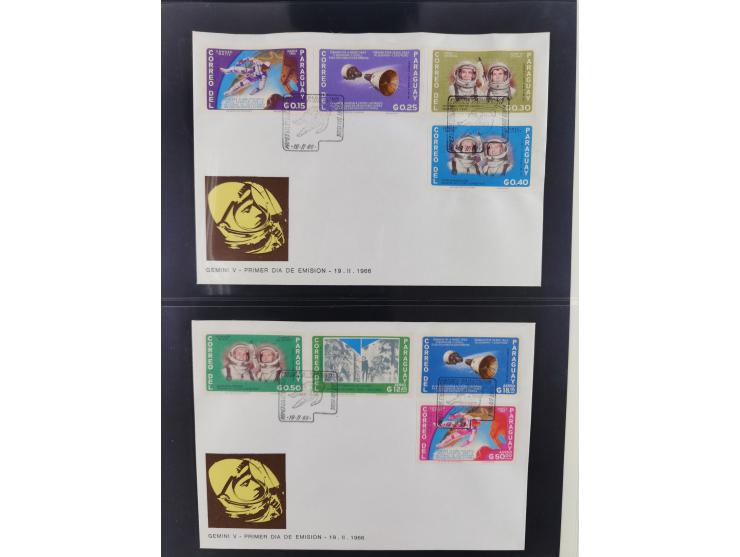 1962/2019, thematic collection with commemorative covers/cards and some MNH material, incl. imperfs, Romania 1971 Sojuz 11 so