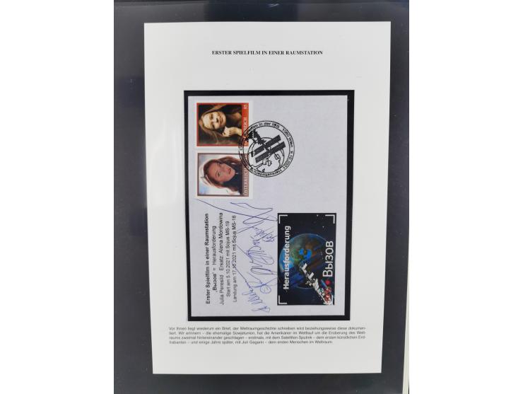 1962/2019, thematic collection with commemorative covers/cards and some MNH material, incl. imperfs, Romania 1971 Sojuz 11 so