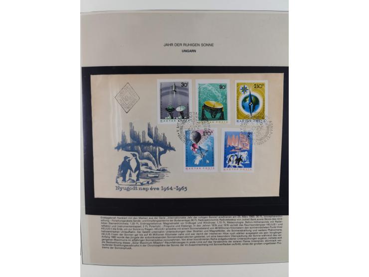 1962/2019, thematic collection with commemorative covers/cards and some MNH material, incl. imperfs, Romania 1971 Sojuz 11 so