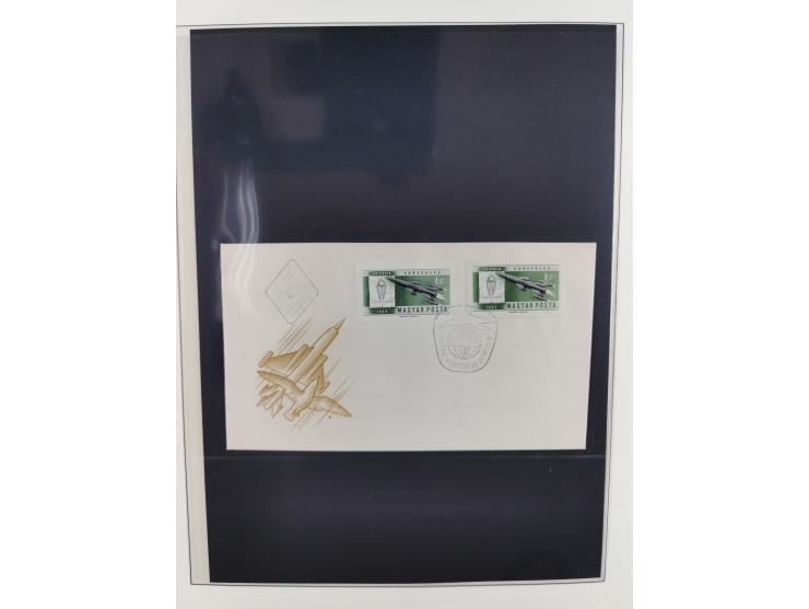 1962/2019, thematic collection with commemorative covers/cards and some MNH material, incl. imperfs, Romania 1971 Sojuz 11 so