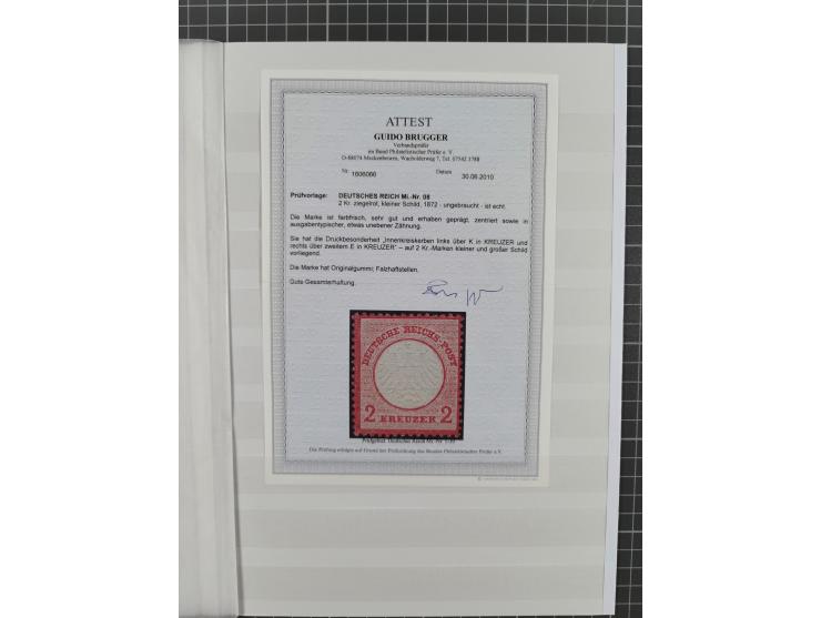 1872/1874, ungebrauchte/postfrische Sammlungspartie von 24 Marken mit Mi.-Nr. 1, 2a (Fotoattest Krug BPP), 3 (mehrfach signie