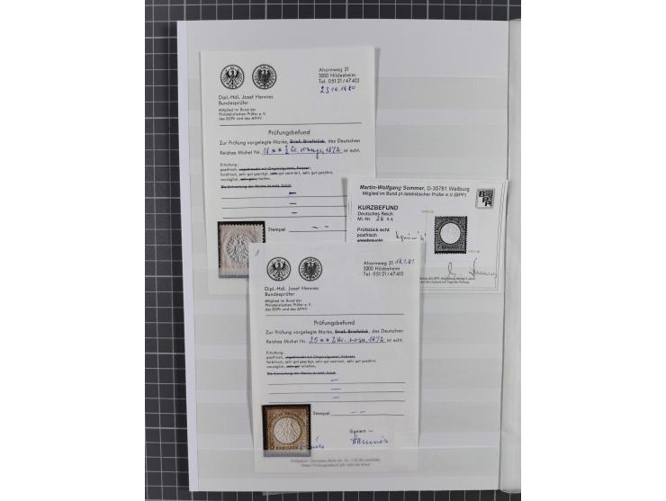 1872/1874, ungebrauchte/postfrische Sammlungspartie von 24 Marken mit Mi.-Nr. 1, 2a (Fotoattest Krug BPP), 3 (mehrfach signie