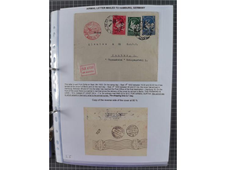 1925/40, interessante Sammlung “Flugpost in Bulgarien” mit ca. 130 Luftpost-Briefen bzw. Karten, dabei u.a. zwei Karten vom n