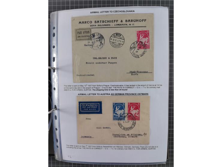 1925/40, interessante Sammlung “Flugpost in Bulgarien” mit ca. 130 Luftpost-Briefen bzw. Karten, dabei u.a. zwei Karten vom n