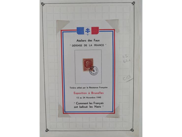 1944, Petain 1,50 Fr., kleine Spezialsammlung der Mi. 42, dabei ungezähnter und teilgezähnter Viererblock, Bogenteile, etc.