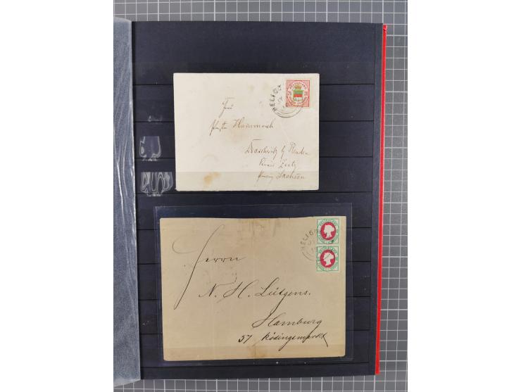 1876/90, Partie von über 40 Belegen, mit Einzel-, Mehrfach- und Mischfrankaturen, dabei einige Ansichtskarten, ungebrauchte K