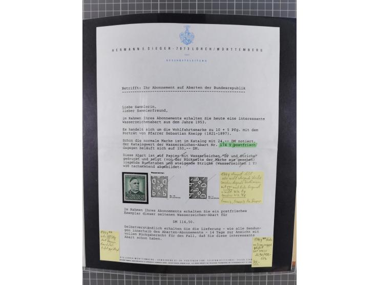 1949/1968, postfrische und gestempelte Sammlung im Ringbinder, parallel in beiden Erhaltungen geführt, Posthorn-Satz postfris