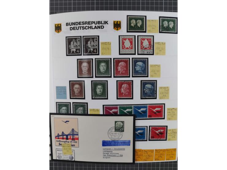 1949/1968, postfrische und gestempelte Sammlung im Ringbinder, parallel in beiden Erhaltungen geführt, Posthorn-Satz postfris