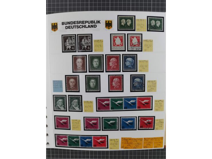 1949/1968, postfrische und gestempelte Sammlung im Ringbinder, parallel in beiden Erhaltungen geführt, Posthorn-Satz postfris