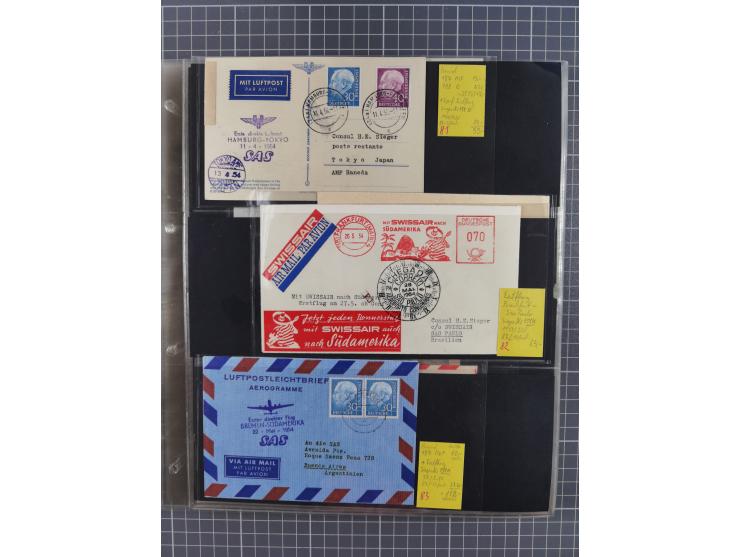 1952/1971, umfangreiche Sammlung von ca. 1.380 Luftpostbelegen mit Erst- und Sonderflügen, u.a. SAS, Sabena, BOAC, Interflug 