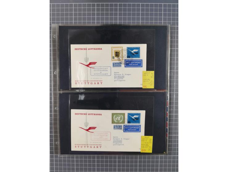 1952/1971, umfangreiche Sammlung von ca. 1.380 Luftpostbelegen mit Erst- und Sonderflügen, u.a. SAS, Sabena, BOAC, Interflug 