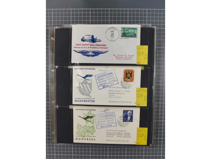 1952/1971, umfangreiche Sammlung von ca. 1.380 Luftpostbelegen mit Erst- und Sonderflügen, u.a. SAS, Sabena, BOAC, Interflug 