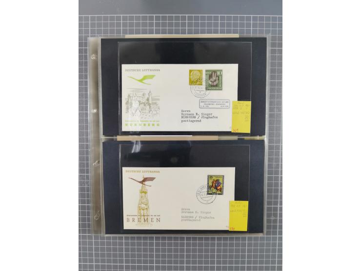 1952/1971, umfangreiche Sammlung von ca. 1.380 Luftpostbelegen mit Erst- und Sonderflügen, u.a. SAS, Sabena, BOAC, Interflug 