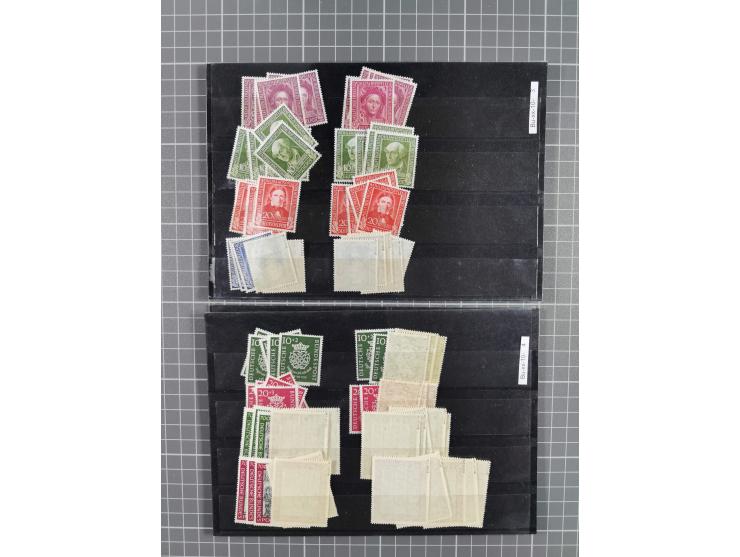 1949/1954, postfrische engros-Partie MiNr. 111/196 ohne 123/138 per zehnmal postfrisch, etliches ist signiert Schlegel BPP wi