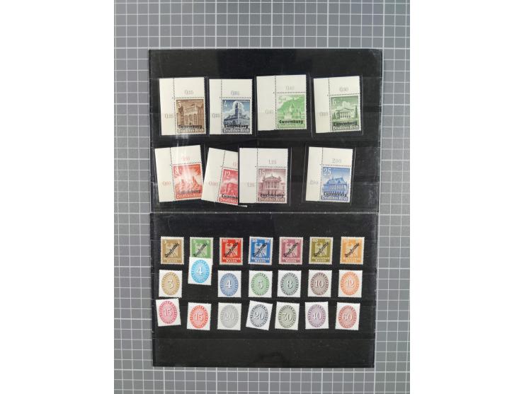 1920/1950 (ca.), oft postfrische Partie auf Steckkarten mit u.a. Besetzung WKII, Bogenecken, SBZ MiNr. 92/97U vom Oberrand (F