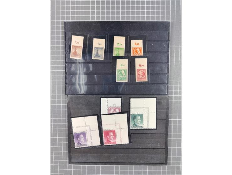 1920/1950 (ca.), oft postfrische Partie auf Steckkarten mit u.a. Besetzung WKII, Bogenecken, SBZ MiNr. 92/97U vom Oberrand (F