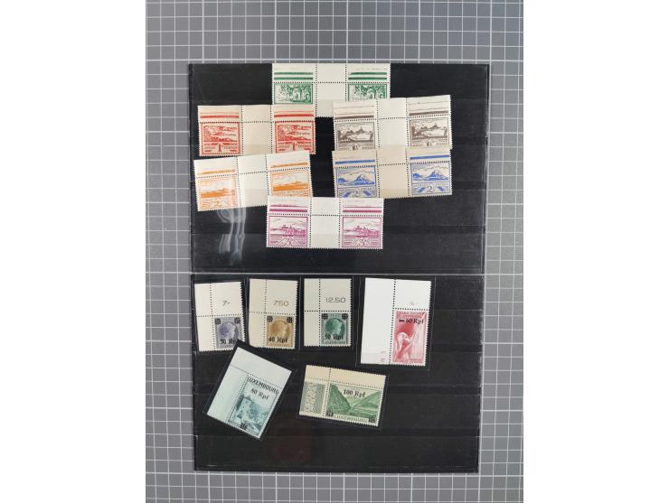 1920/1950 (ca.), oft postfrische Partie auf Steckkarten mit u.a. Besetzung WKII, Bogenecken, SBZ MiNr. 92/97U vom Oberrand (F